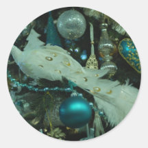 Arbre de décoration d'acclamation de Noël Autocollant Rond