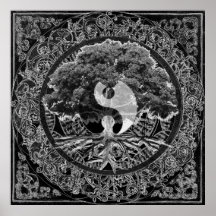 Arbre de la vie Yin Yang Affiche