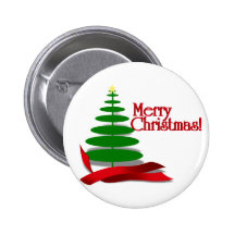 Arbre de Noël avec le ruban rouge Pin's
