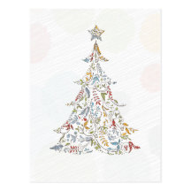 arbre de Noël lunatique de griffonnages Carte Postale