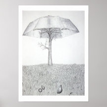 Arbre de parapluie B&W Affiche