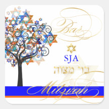 Arbre de PixDezines de la vie+étoiles/barre Mitzva Autocollants