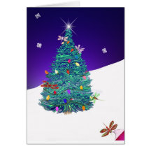 arbre de vacances de libellule cartes de vœux