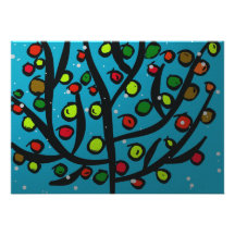 Arbre multicolore d'invitation de carte postale