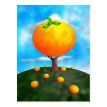 Arbre orange carte postale