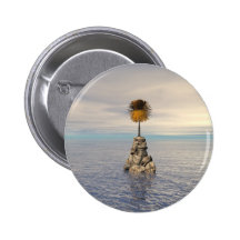 Arbre orange en mer sur la roche badges