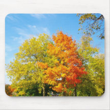 Arbre orange et jaune tapis de souris