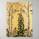 Arbres de bouleau affiche