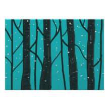 Arbres de noir d'invitation de carte postale bleus
