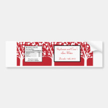 Arbres gris/rouges d'hiver d'étiquette de bouteill adhésif pour voiture