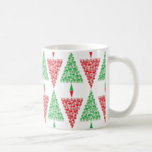 Arbres rouges et verts de Noël de crâne Tasses À Café