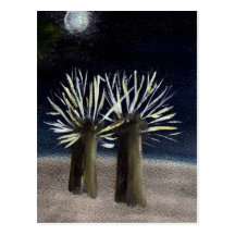 Arbres sous la lune carte postale