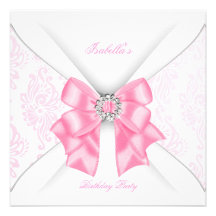 Arc blanc assez rose de diamant de fête d'annivers invitations personnalisées