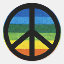 arc-en-ciel de symbole de paix autocollant rond