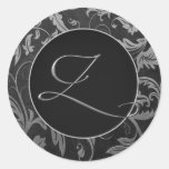 Argent du monogramme Z et joint noir de mariage da Autocollant Rond