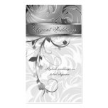 Argent élégant de feuille florale de wedding plann modèle de carte de visite