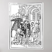 Arkhangel et gravure médiévale de Mary Poster