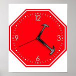 Arrêtez l'horloge de signe de temps de marteau poster