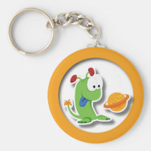 Arrière - plan d'orange de l'alien D Porte-clef