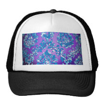 Arrière - plan floral blanc bleu de damassé pourpr casquettes de camionneur