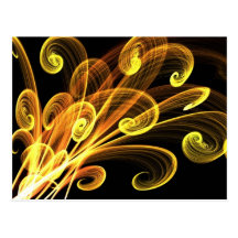 Art abstrait de fleurs d'or carte postale