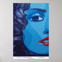 Art bleu d'original de visage posters
