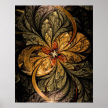 Art brillant de fractale de feuille posters