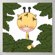 Art de crèche de girafe de bébé poster