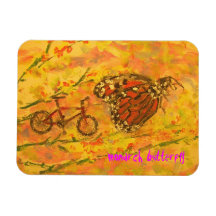 art de papillon et de bicyclette de monarque magnets en rectangle