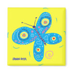 Art de réfrigérateur : Aimant bleu de papillon de  magnets