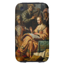 Art de Rembrandt peignant l'allégorie musicale Coques Tough iPhone 3