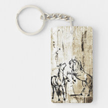 Art équin élevant des chevaux porte-clés