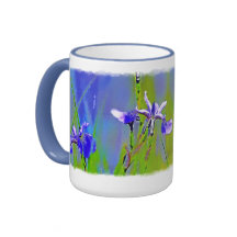 Art floral d'aquarelle bleue d'iris mug