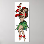 Art hawaïen de tatouage de fille de danse polynési posters