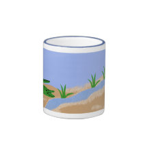 Art lunatique vert de bande dessinée d'alligator tasse à café