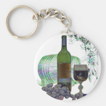 Art moderne de vin et de raisins porte-clefs