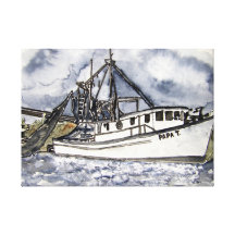 art nautique de bateaux de pêche de bateau de crev impressions sur toile