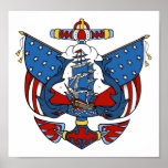 Art nautique de tatouage des Etats-Unis de cru Poster
