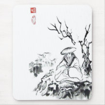 Art samouraï méditant tapis de souris
