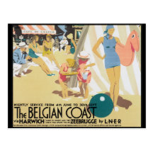 Art vintage d'affiche de voyage de côte belge carte postale