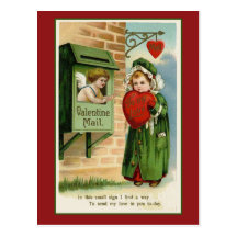 Art vintage de coeur de courrier de Valentine Carte Postale