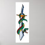 Art vintage de tatouage de serpent et de poignard posters