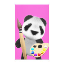 Artiste mignon du panda 3d (editable) toiles tendues sur châssis