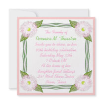 Assez rose et invitation florale verte d'anniversa