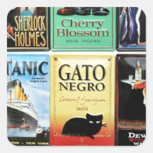 Assortiment des signes vintages autocollant carré