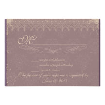 Aubergine vintage mariage damassé RSVP Invitations