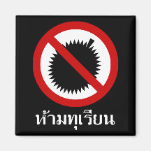 AUCUN ⚠ de signe de manuscrit de langue thaïlandai Aimants