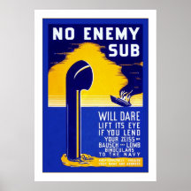 Aucune guerre mondiale vintage de sous ~ ennemi 2 affiche
