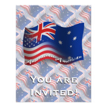 Australisch-Amerikaanse Golvende Vlag Persoonlijke Aankondiging