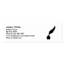 Auteur d'encre de plume cartes de visite professionnelles